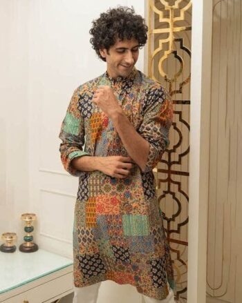Men Printed Regular Fit Kurta with Full Sleeves