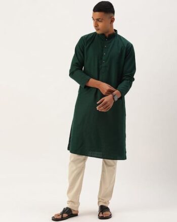 Long Kurta with Front Buttons & Mandarin Collar