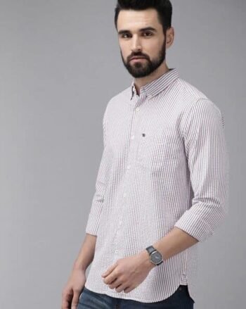 Striped Shirt with Spread Collar