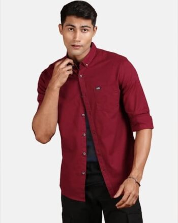 Shirt with Button-Down Collar