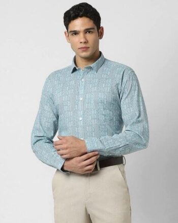 Men Floral Print Slim Fit Cotton Shirt