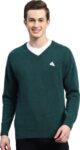 Men Solid High Neck Green Sweater