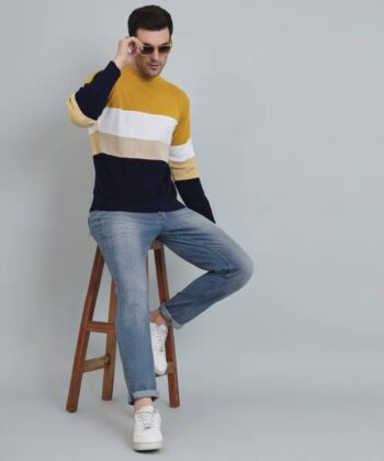 Men Solid Blue Sweater