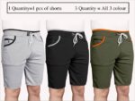Pack of 3 Solid Men Black, Silver, Green Regular Shorts
