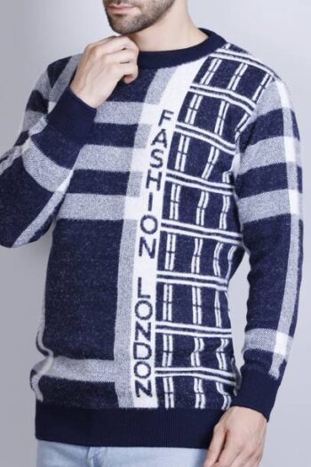 Men Checkered Round Neck Multicolor Sweater