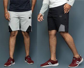 Pack of 2 Color Block Men Black, Grey Night Shorts