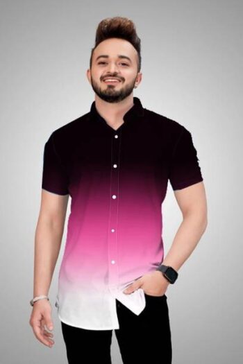 Men Regular Fit Dyed/Ombre Slim Collar Casual Shirt