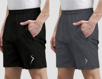 Pack of 2 Solid Men Multicolor Sports Shorts, Basic  shorts