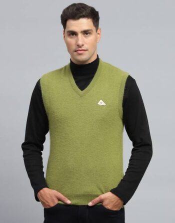 Men Woven Round Neck Black, Red Sweater