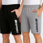 Pack of 2 Solid Men Black, Grey Regular Shorts