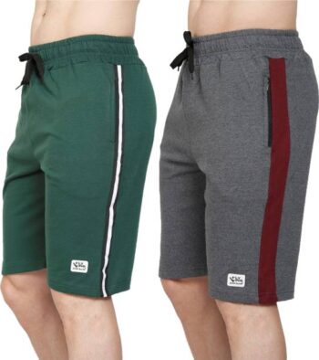 Pack of 3 Solid Men Maroon, Grey, Silver Casual Shorts