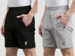 Pack of 2 Solid Men Black, Grey Casual Shorts
