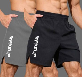 Pack of 2 Printed Men Black, Grey Sports Shorts