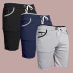 Pack of 3 Solid Men Dark Blue, Silver, Black Casual shorts
